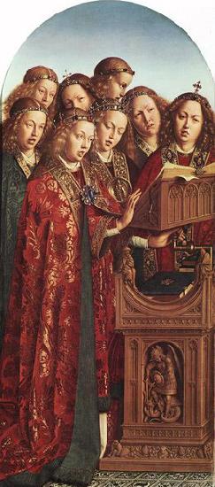 EYCK, Jan van The Ghent Altarpiece: Singing Angels oil painting picture
